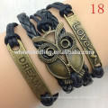 Neue Ankunfts-Eule mehrfache geflochtene lederne Armband LB20